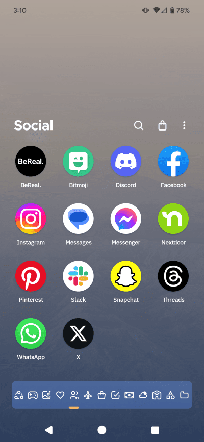 A screenshot of the app drawer in Smart Launcher 6
