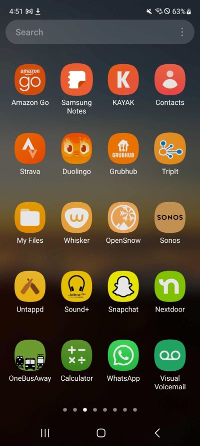 An example of an app drawer arranged by color