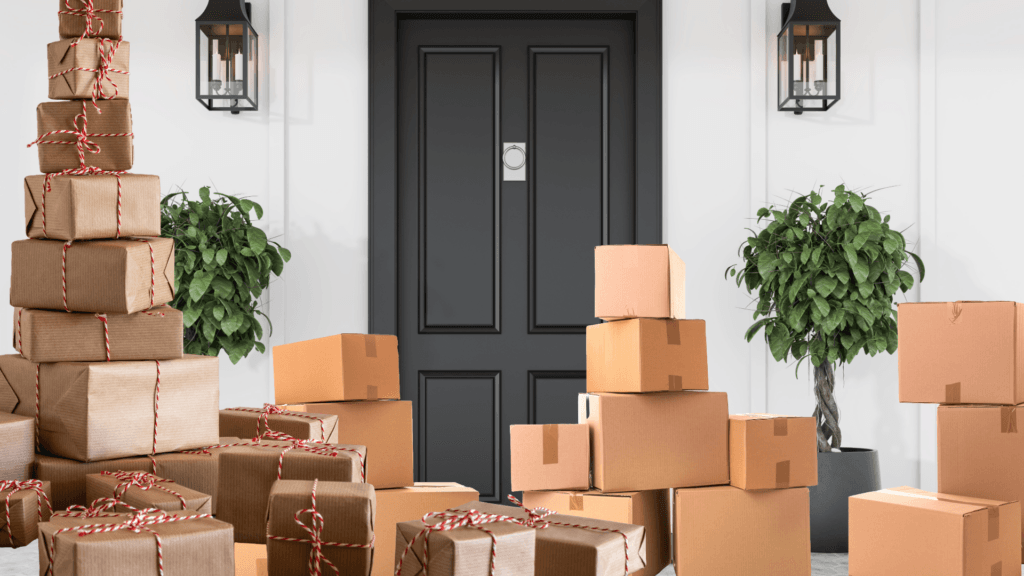 An image of boxes outside a door after a Prime Day shopping spree