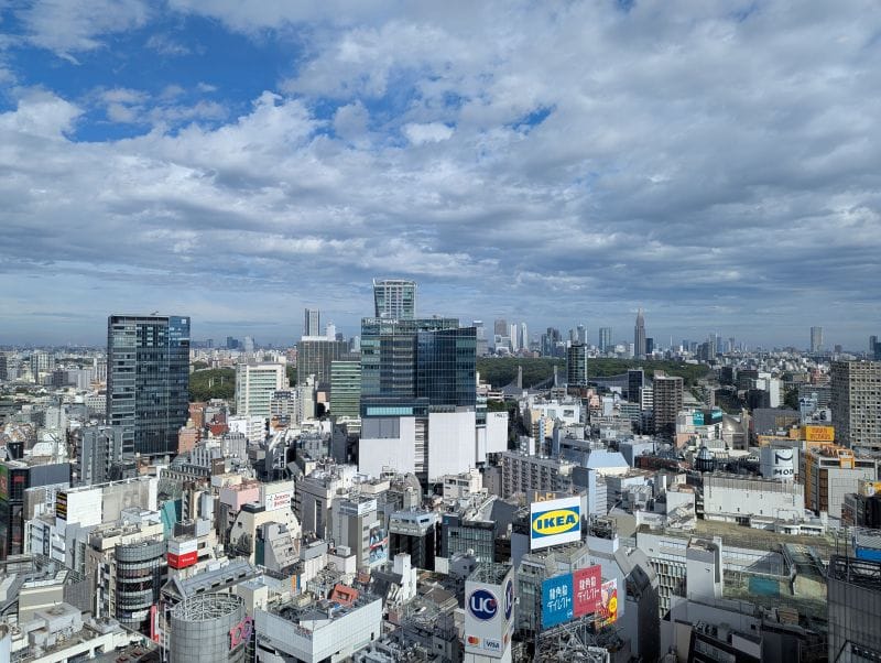 The breakfast view from the Shibuya Excel Hotel Tokyu