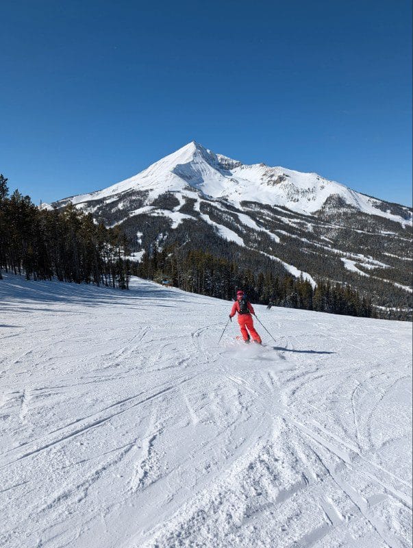 Groomer skiing at big sky